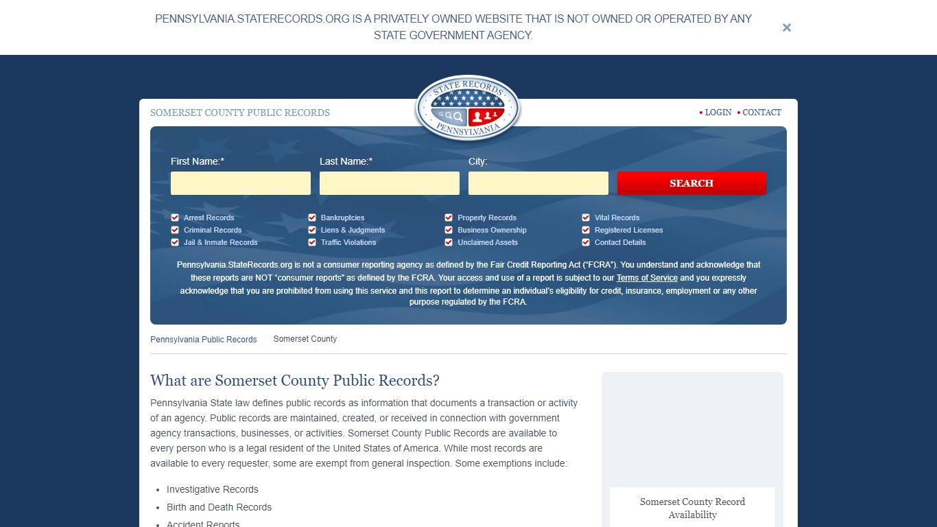 Somerset County Arrest, Court, and Public Records | StateRecords.org